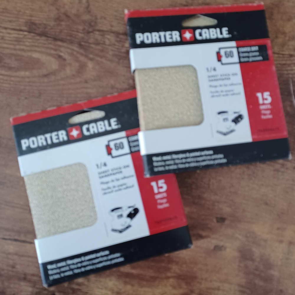 Porter Cable 1/4 sheet stick on sandpaper 30 sheets 60 coarse grit